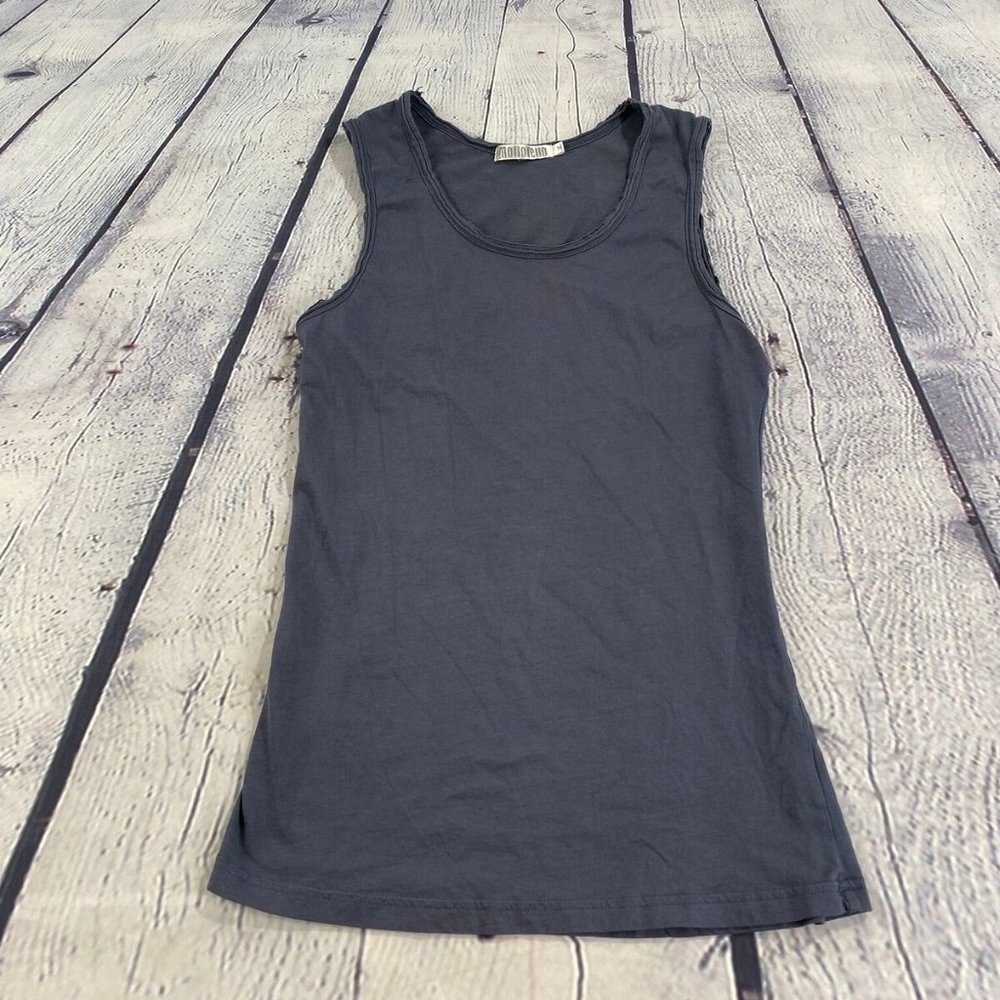 Mollo Rello Women's  Solid Gray Fitted Tank Top